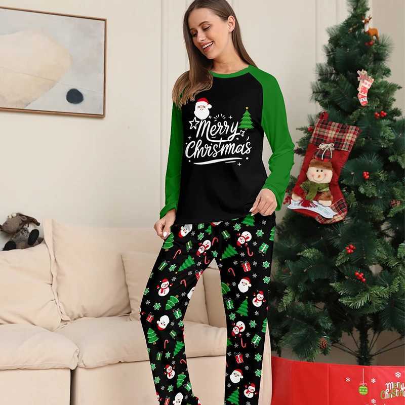 New 2025 Santa Print Mother Daughter Father Son Matching Family Outfits Christmas Green Pajamas Set Soft Xmas baby dog jumpsuit L2510211EI3