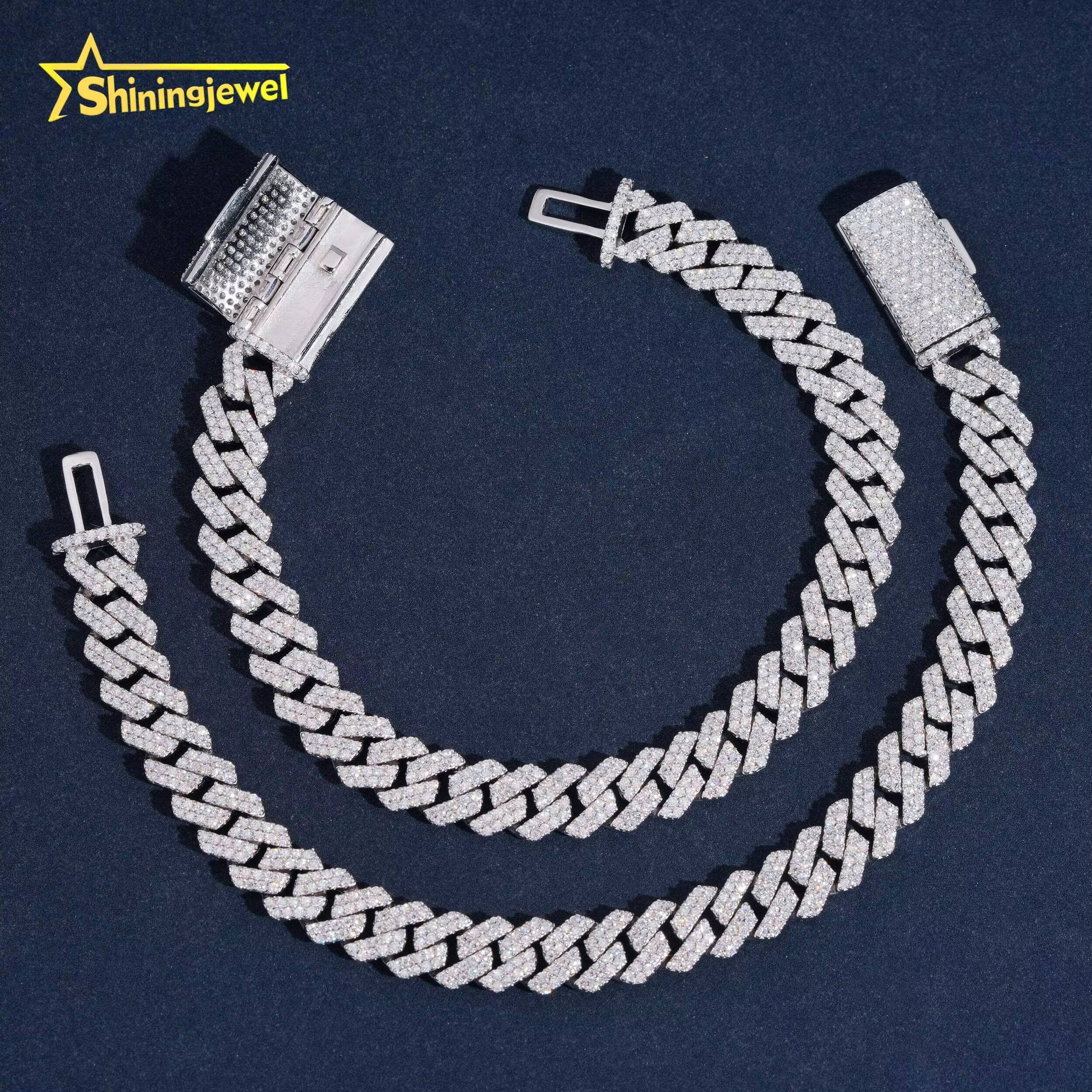 RTS US Warehouse Local Stock Pass Diamond Tester Solid 925 Sterling Silver Hip Hop Jewelry 8mm VVS Moissanite Cuban Bracelet