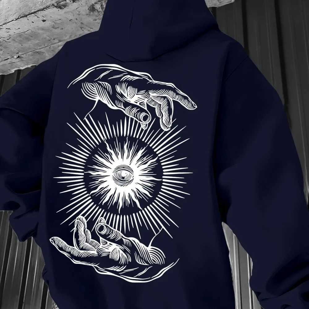 Fashionable Mens Autumn Future Eye Printed Comfortable Soft Hoodie Outdoor City Multi functional Top W251021