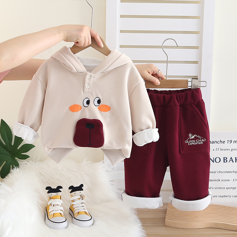 Kids Clothing Sets Cozy Girls Autumn Set 2025, Soft Fleece-Lined Hoodie and Pants 2-Piece, Adorable Outfit for Toddler Girls Free Shipping