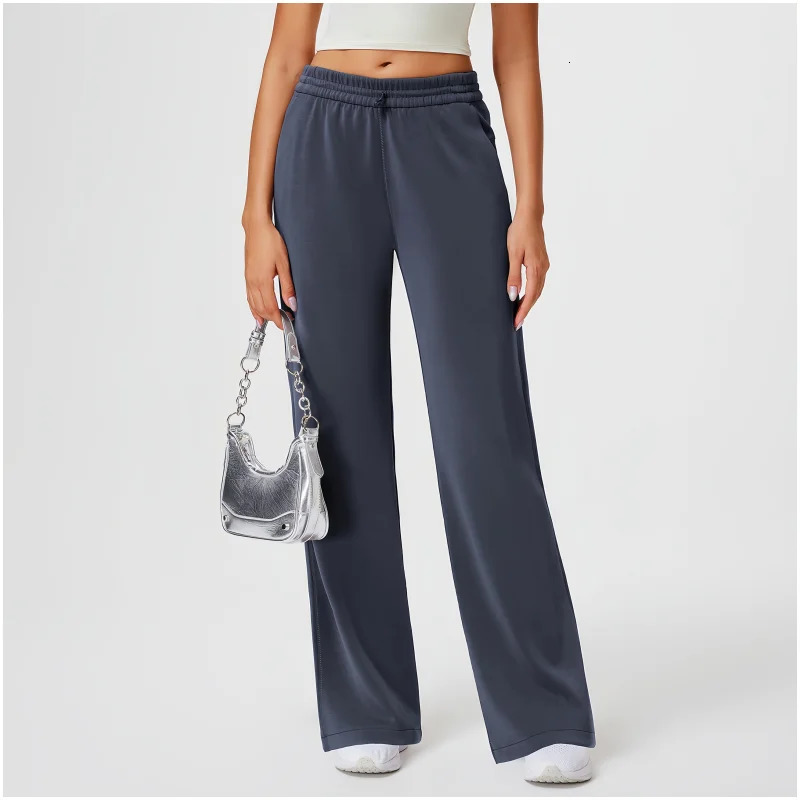 Air Layer High Quality Yoga Pants Women Waist Legging Loose Straight Wide Leg Running Pocket Sport Leisure Workout Leggings 251017