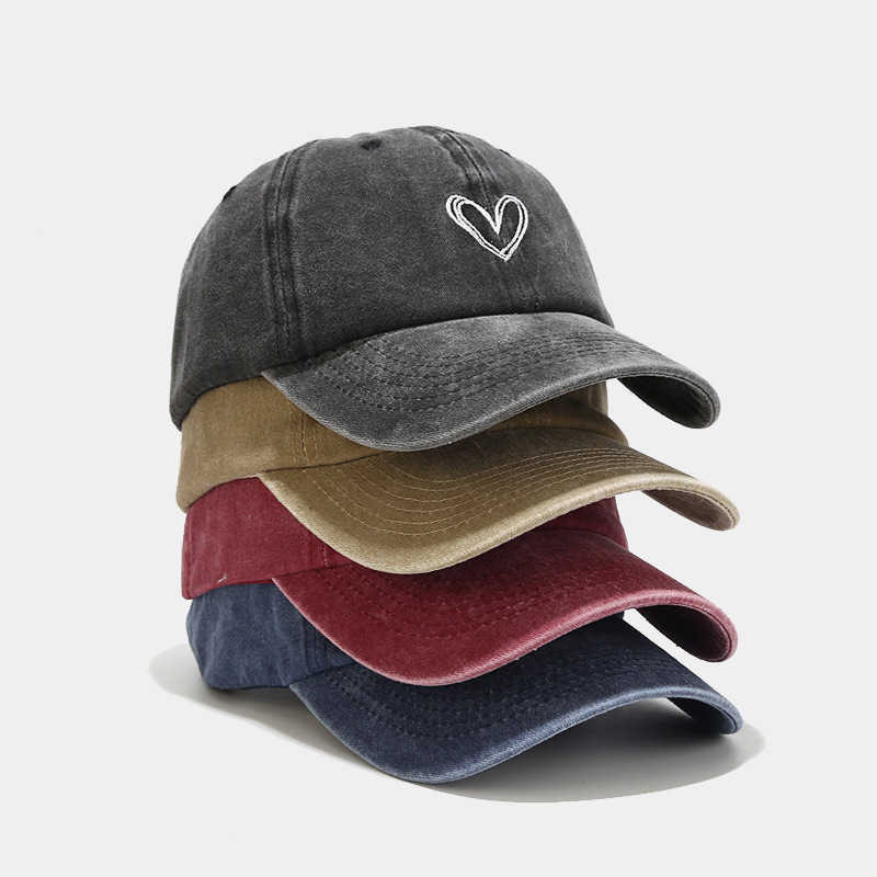 British Feng Wash Hat Men Trendsetter Love Embroidered Softtop Baseball Cap Outdoor Versatile Sunscreen Cap H251020