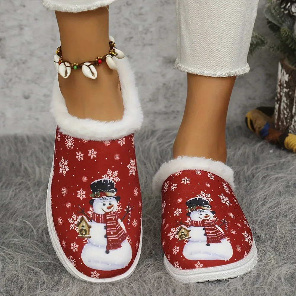 Winter Womens Slippers Christmas Holiday Cozy Home Shoes Non Slip Thick Warm Fuzzy Slippers Lightweight Comfortable 251021