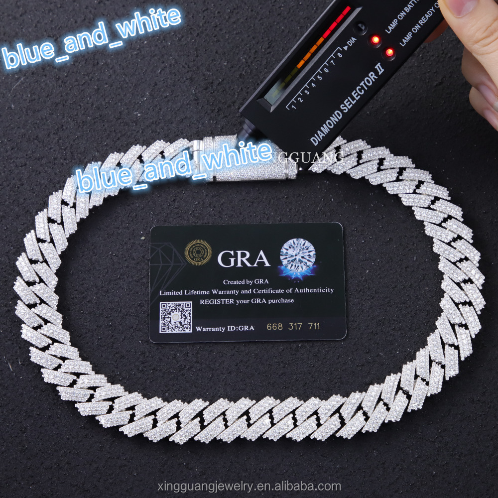 New Style Moissanite Diamond Cuban Link Chain Solid Silver Cuban Chain Fine Jewelry Necklace Men Moissanite Bracelet