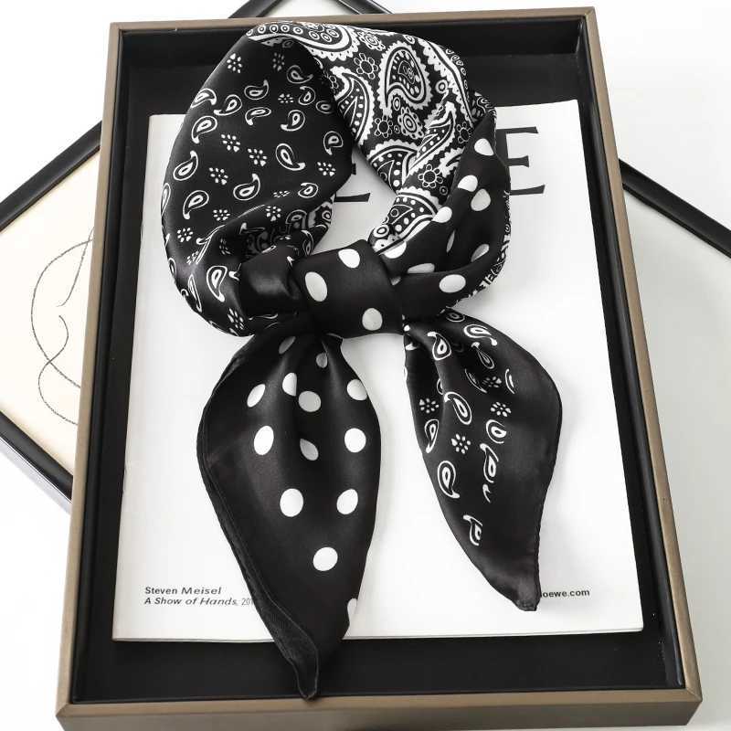 Luxury Polka Dot Silk Square Scarf Wen Hijab Hair Bands Neckerchi Fa Satin Shawl Ribbon band Fashion Wraps BandanaW251021