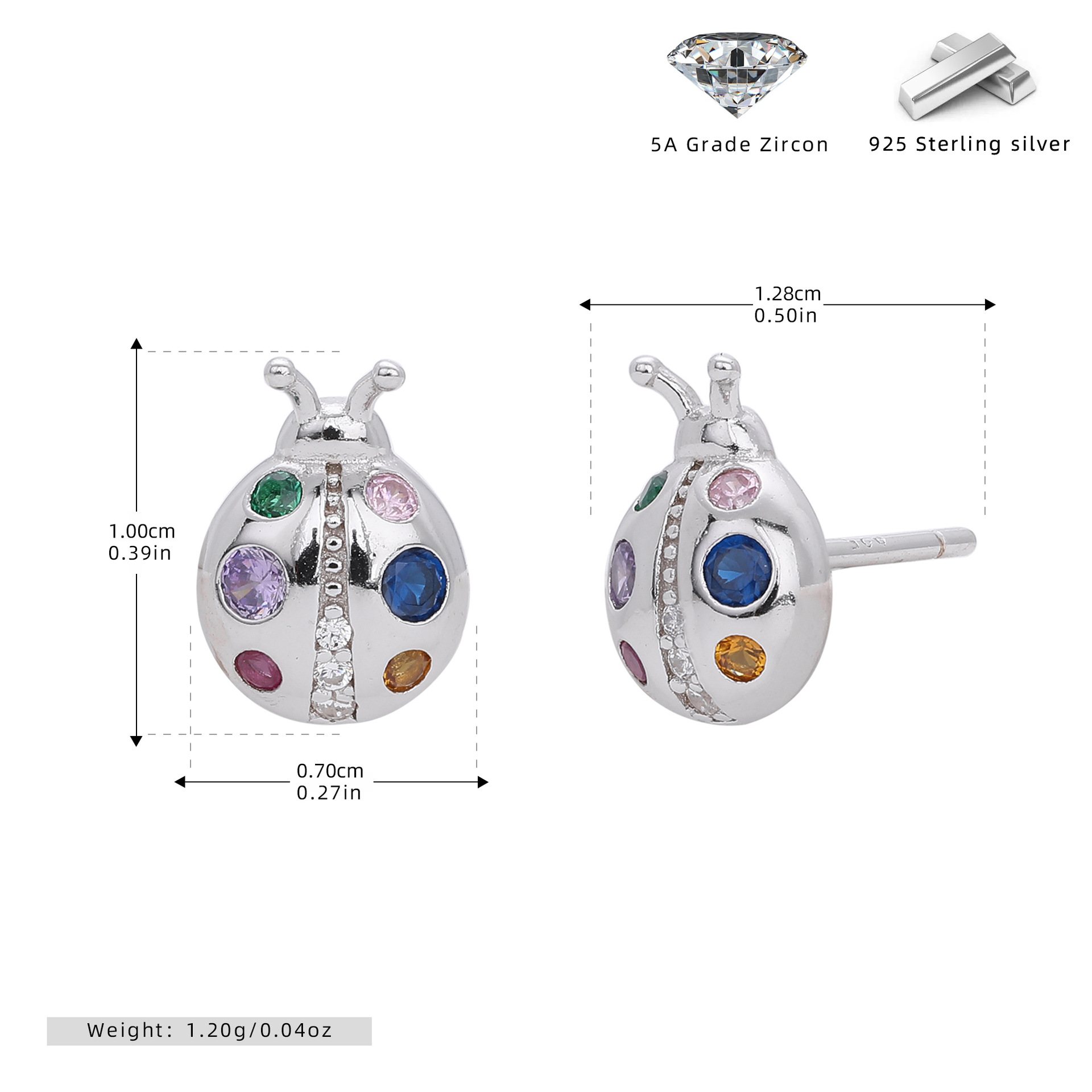 Designer earrings diamond earrings Retro fashion cute seven star ladybug earrings with a niche design sense free shipping