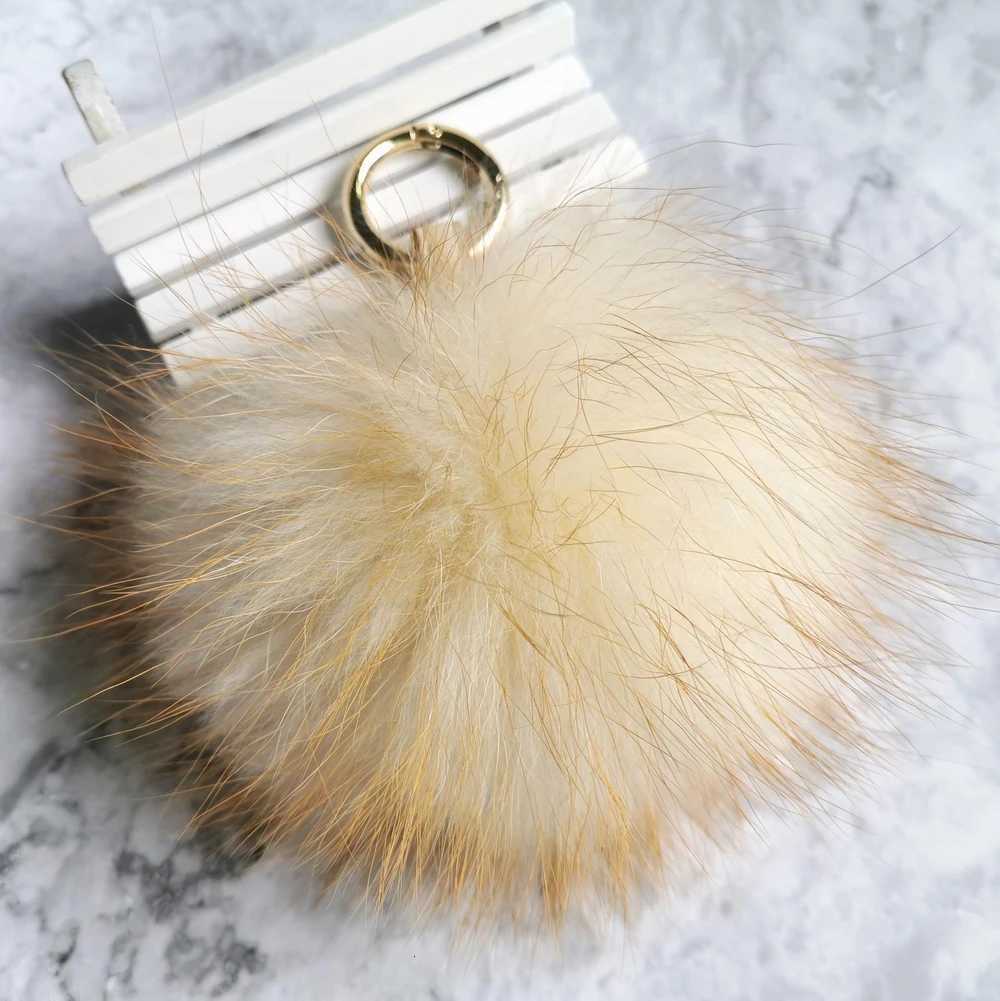 Big Size 15cm Real Fox Fur Ball Keychain Natural Raccon Fur Tassels Leather Strap Key Chain Ring Pendant For Women Charm f278 W251021