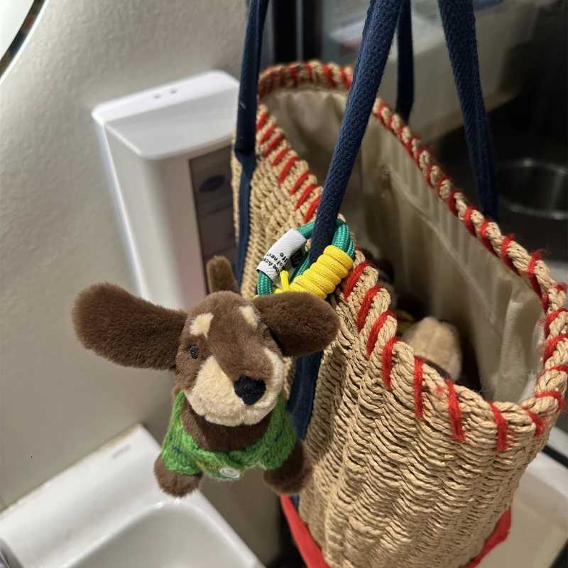 Cute Dachshund Dog with Colorful Sweater Plush Keychain Kawaii Dog Doll Keychain Creative Plush Toy for Women Bag Pendant 2024 W251021