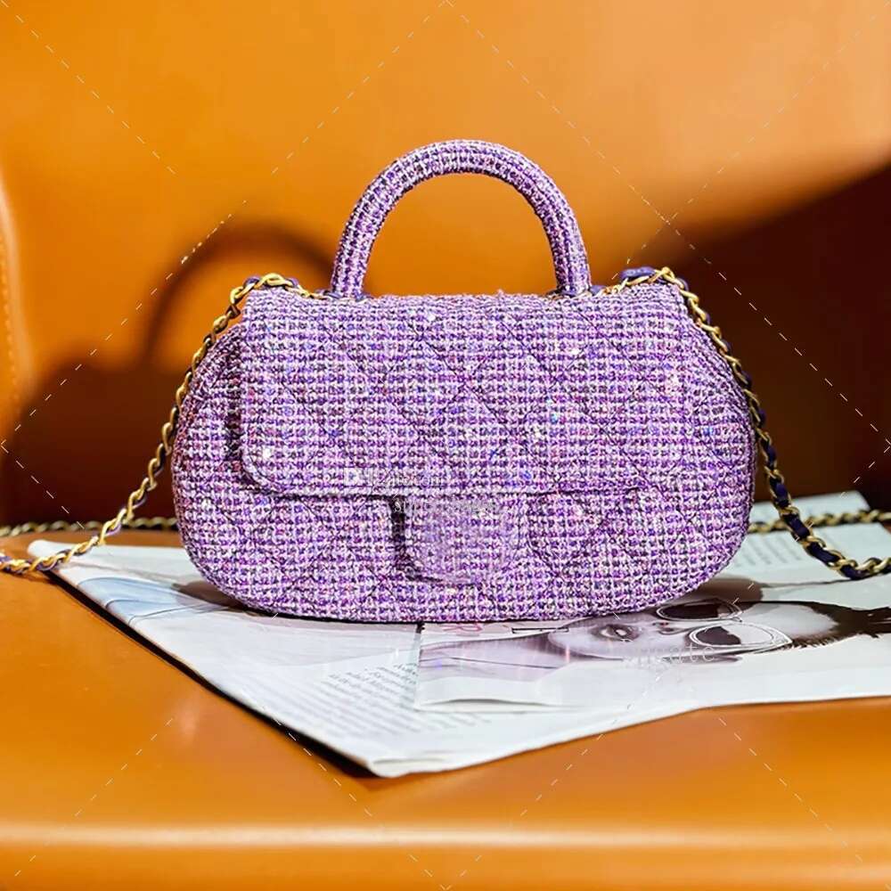 A Designer Mirror Quality 23.5cm Leather handbag Shoulder Bag Clamshell Handle crossbody Chain bag