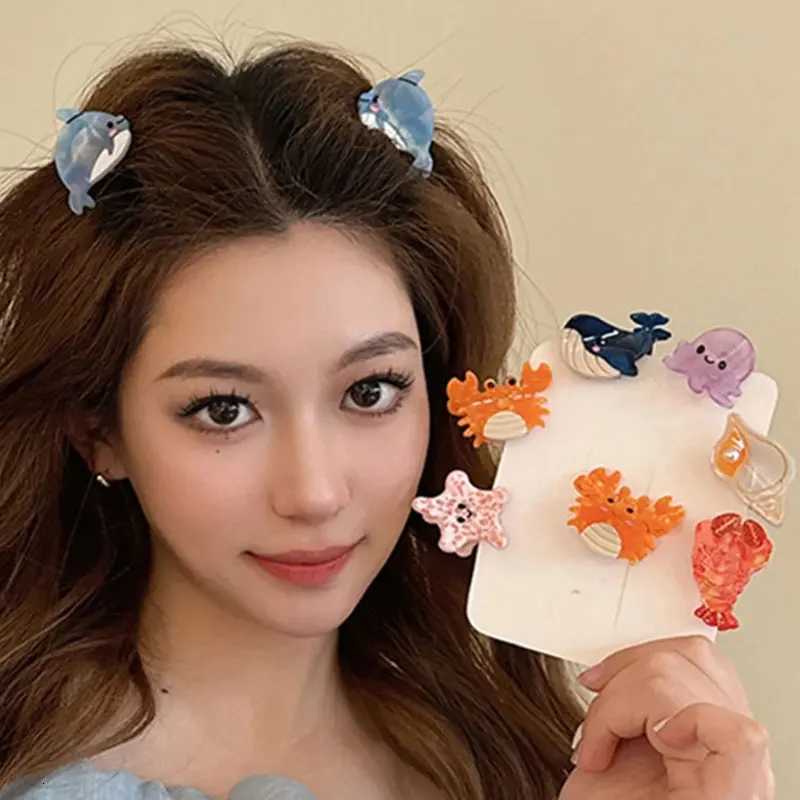 Creative Marine Organism Hairpins Interesting Cute Cartoon Small Hair Clip Starfish Jellyfish Mini Hair Accessories For GirlsW254021