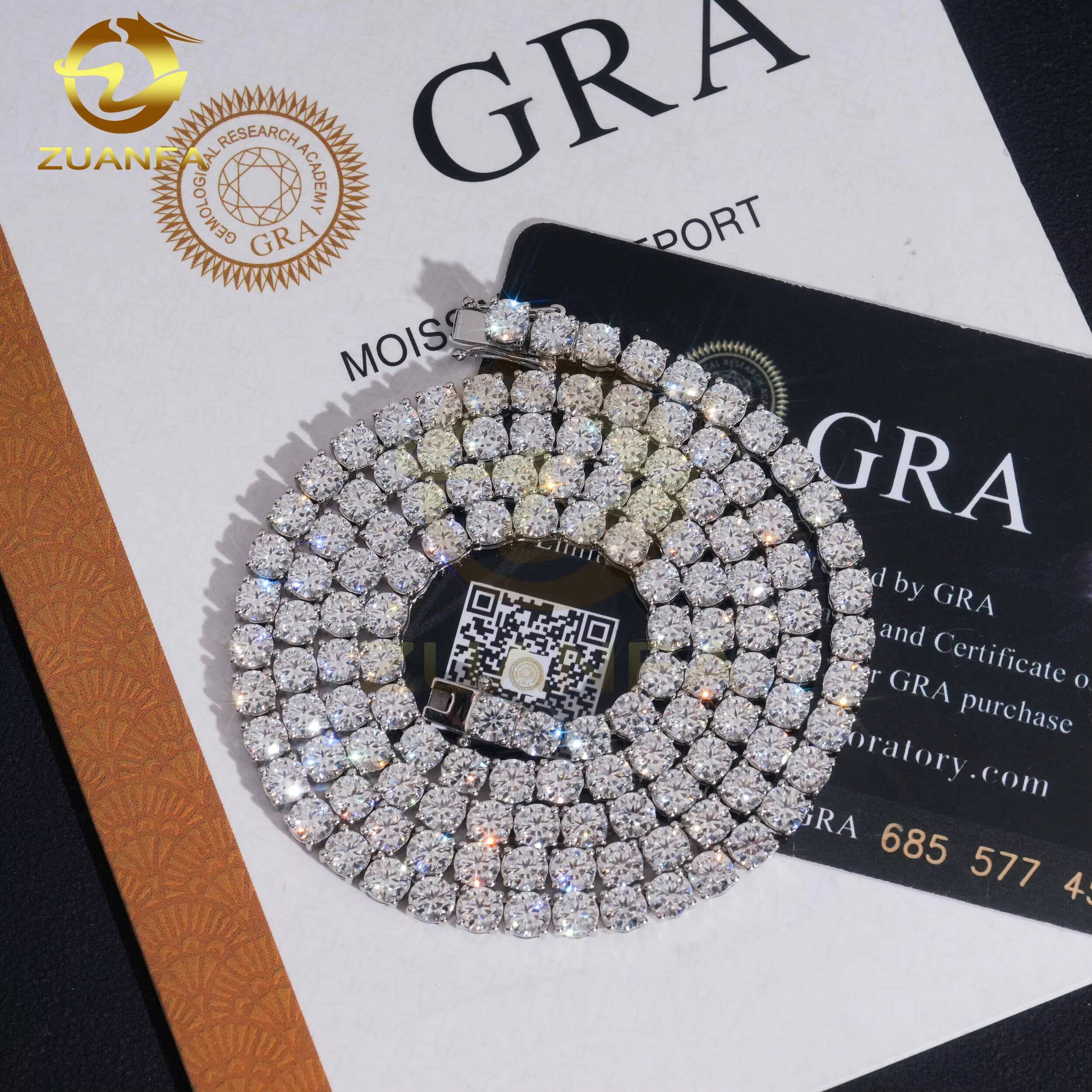 48 Hours Ship 10K Solid Gold 4mm Moissanite Diamond Hiphop Jewelry VVS Moissanite Necklace Moissanite Tennis Chain Necklace