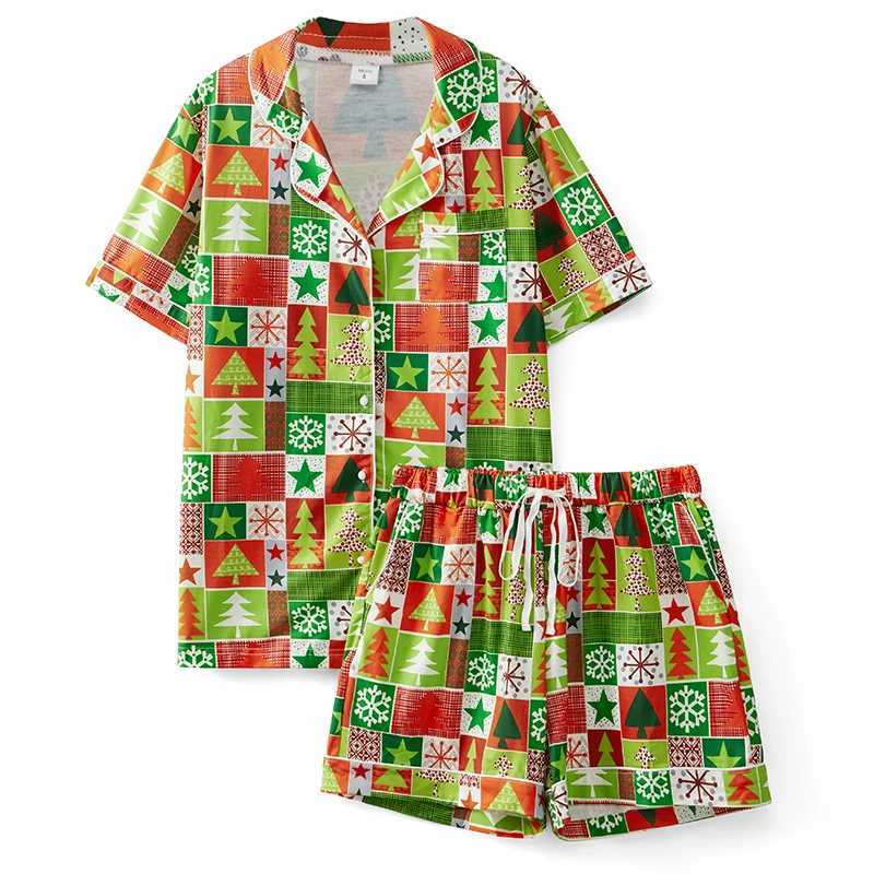 Matching Family Christmas Pajamas Short Sleeve Tops and Shorts Set for Family Couples Adult Kids Sleepwear L251021FYDR