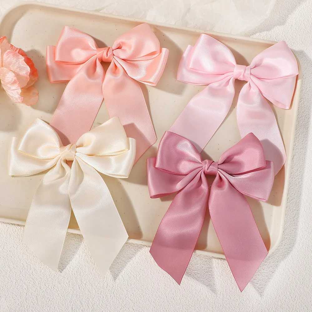 1pc Cheer Up Bowknot Hair Clips for Girl Solid Color Ribbon Bows Hairpins Hairgripe Kids Boutique Hair Accessories WholesaleW254021