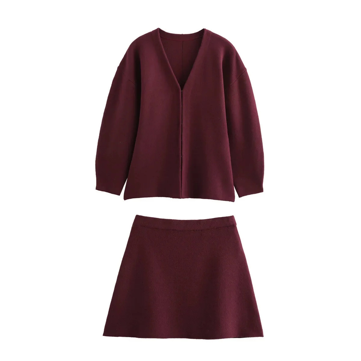 Fashionable Knitted Jacket And Mini Skirt Womens Ensemble Simple Winter Arrival Bodycon Halflength Skirt Set 251013