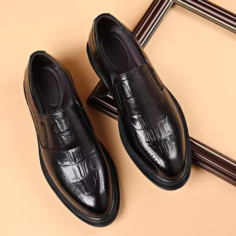 Leather Shoes for Men Wedding Formal Oxfords Business Casual Office Work Shoes for Men Classic Pointy Mens Dress Shoes i251021