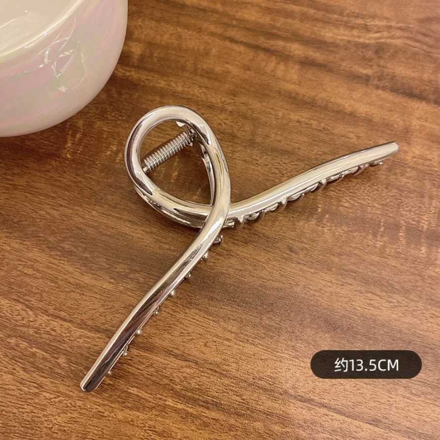 Women New Extra Large Metal Hair Claw Glossy Grab Clip Ponytail Clip Alloy Cross Hair Clip Fashion Hair Accessories Hair PinW254021