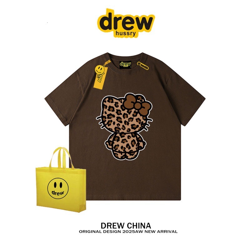 2025 American designer fashion leopard print autumn and winter retro loose luxury couple short sleeved T-shirt