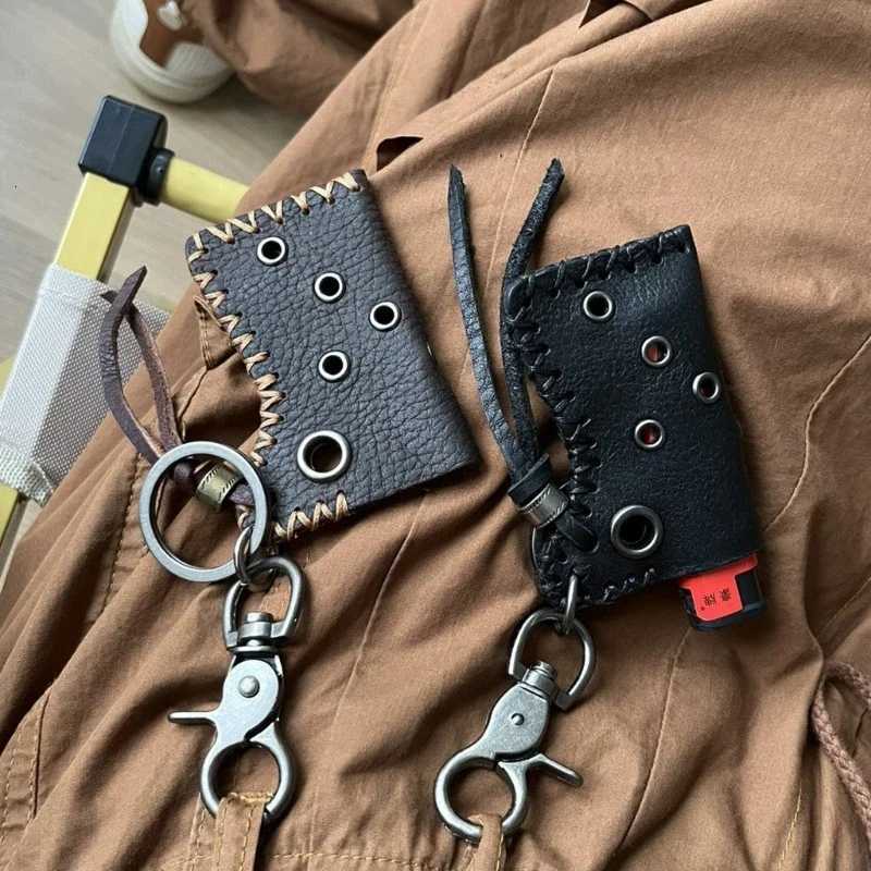 Elegant Brown Leather Keychain Ornament Leather Protector Keychain Designed for Smokers and Vintage Aficionados N84D W251021