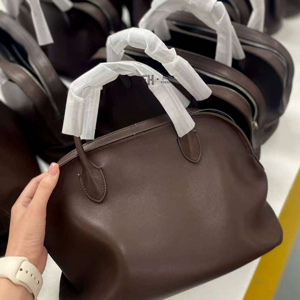 Genuine Leather Handbag Bowling Shell-Shaped Boston Women's Bag Full-Grain Cowhide Fashion Versatile Minimalist New