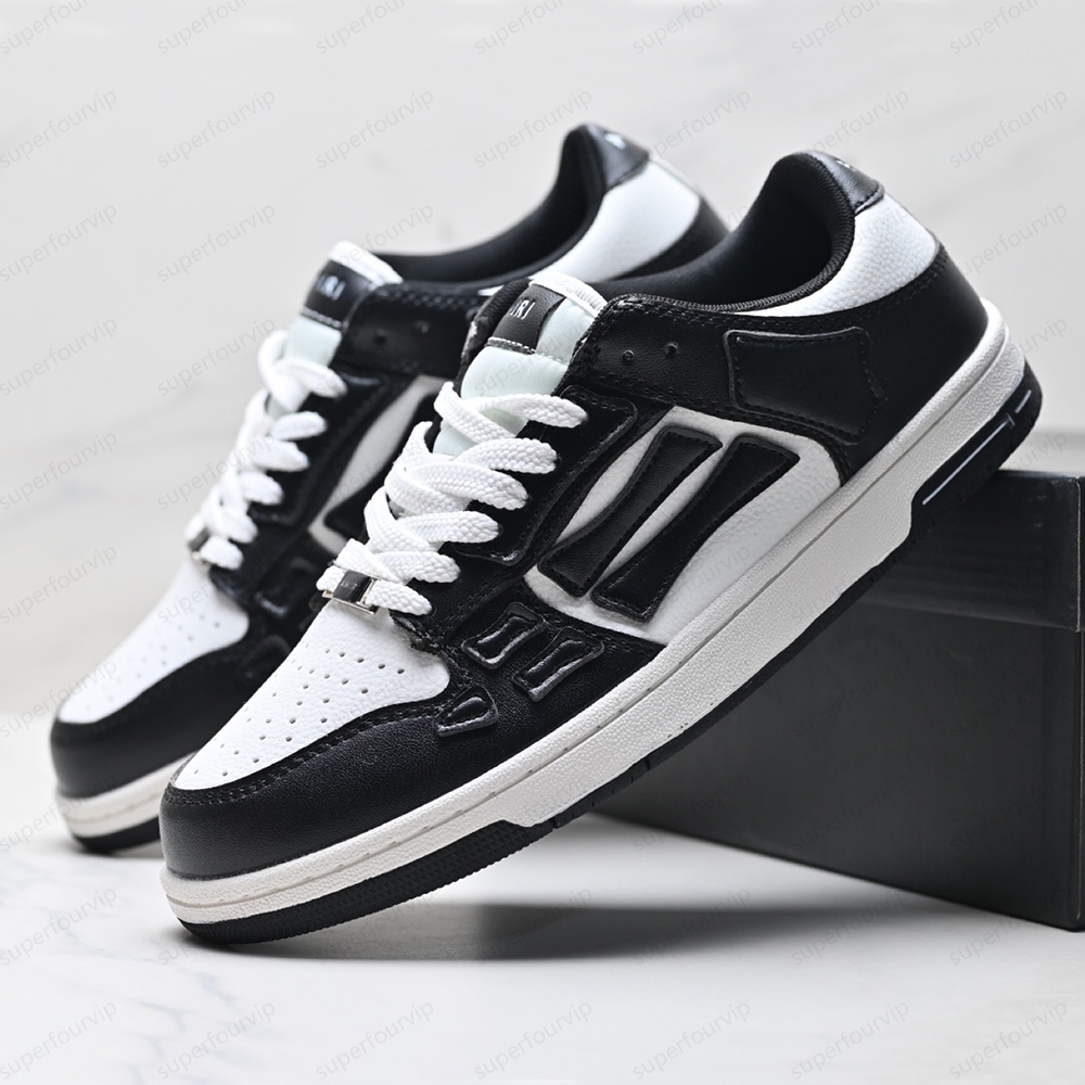 Designer trainers skeleton sneakers Low-Skel top women men casual shoes black white leather lace up luxury trainers sneaker chaussure blue grey