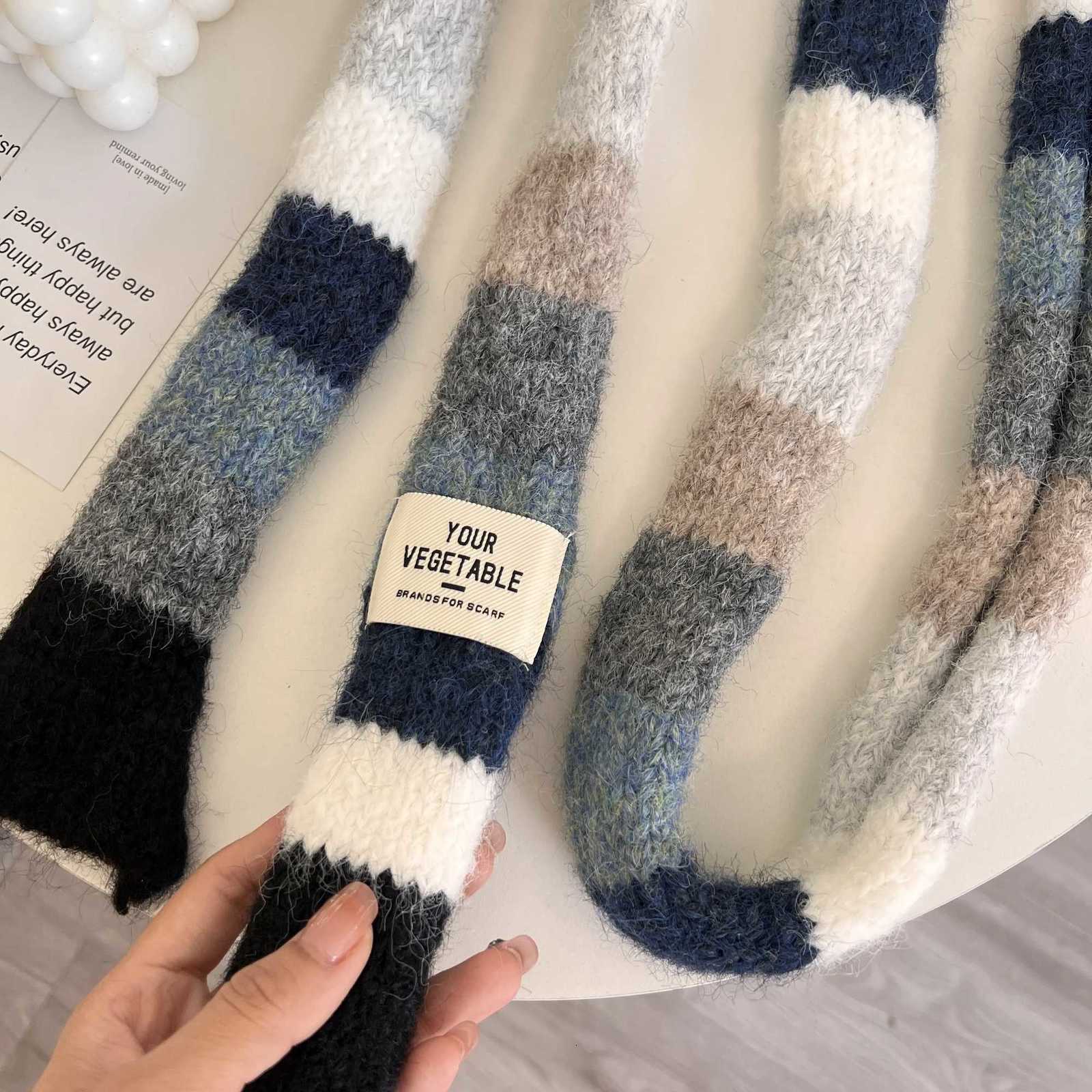 2025 Womens Thin Narrow Long Colorful Striped Scarf Autumn and Winter New Design Hot Girl AllMatch Decorative Scarf W251021