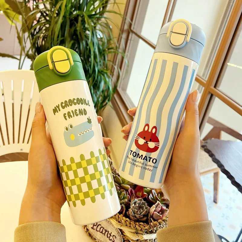 460ml Cartoon Stainless Steel 316 Vacuum Flask With Straw LeakProof Double Drink Kids Student Water Bottle Travel Y251021