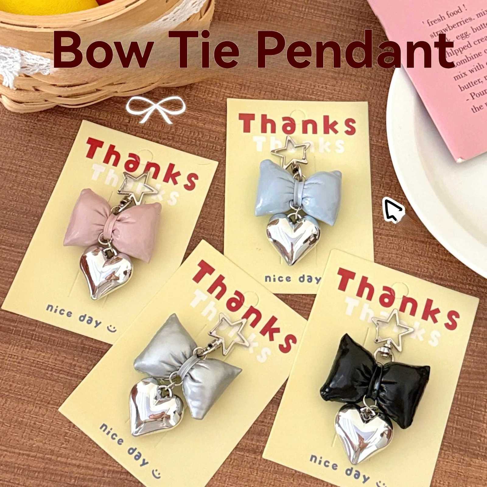 14 Pcs Lmitation Leather Bow Heart Pendant Bag Keychain Pendant Versatile Small Ornament W251021