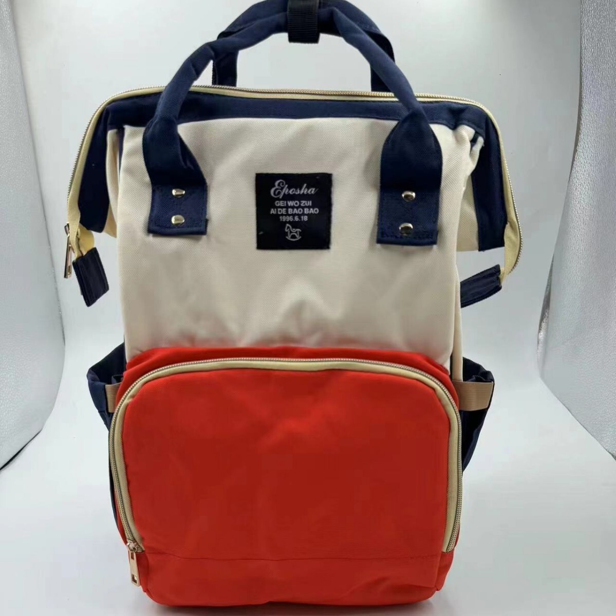 New Designer Fashionable Mom Bag Multi functional Baby Cart Baby Bag Mom Travel Portable Large Capacity Backpack Dry Wet Separation Baby Bottle