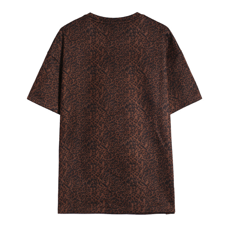 2025 autumn/winter new rivet leopard print women's short sleeved T-shirt autumn designer winter half sleeved top loose casual fashion brand T-shi