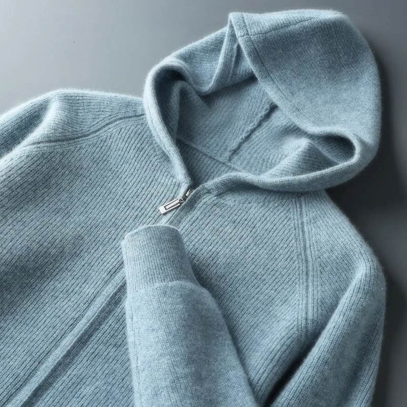 Mens 100 Merino Wool Oneck Long Sleeve Cadigan Sweater Autumn Winter Thick Casual Comfort Handsome Base Knit Top 251020