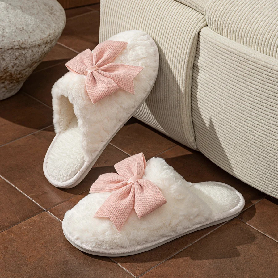 Cute Fashion Butterfly Bow Womens Slippers Winter Indoor Warmth Comfort Breathability Soft Soled Home Casual Shoes 251021