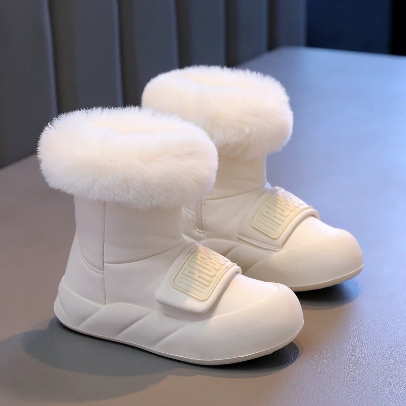 Fashionable children's snow boots simple girls' short boots winter thick warm princess boots medium and large children's cotton boots F