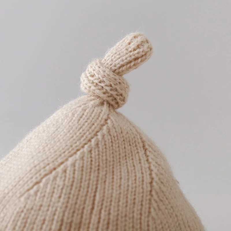 Winter Baby Knitted Hat Cute Bear Beanies 624M Toddler Ear Protection Caps Solid Color Woolen Crochet Bonnet Kids Pullover Cap J251021