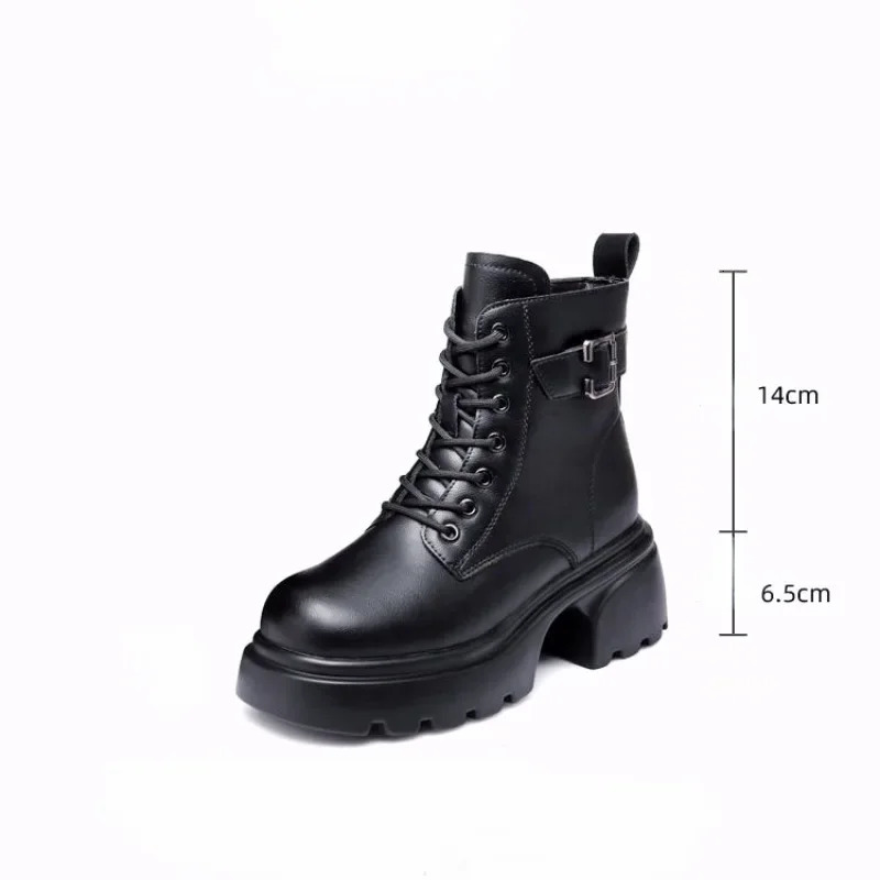 2025 Plush Snow Boots Female Winter Leather Cotton Shoes for Women Thickened Bottom Ladies Ankle Boots Padded Warm Cotton Shoes 251021