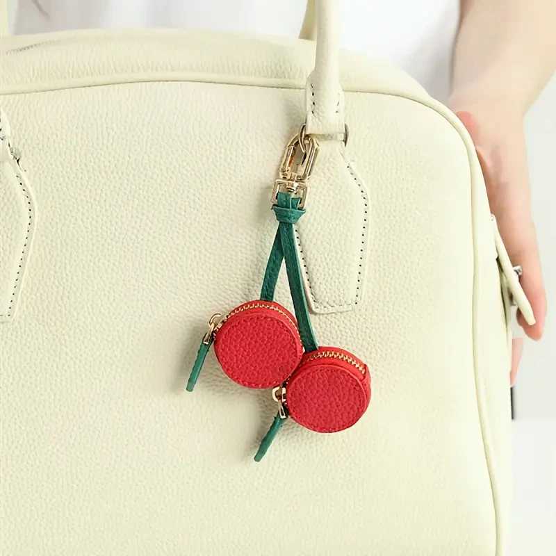 Cherry Blueberry Design Fruit Charm Coin Purse Microfiber Leather Cute Key Chain Mini Pouch Wallet Gift For Airtag Girl Women J251121