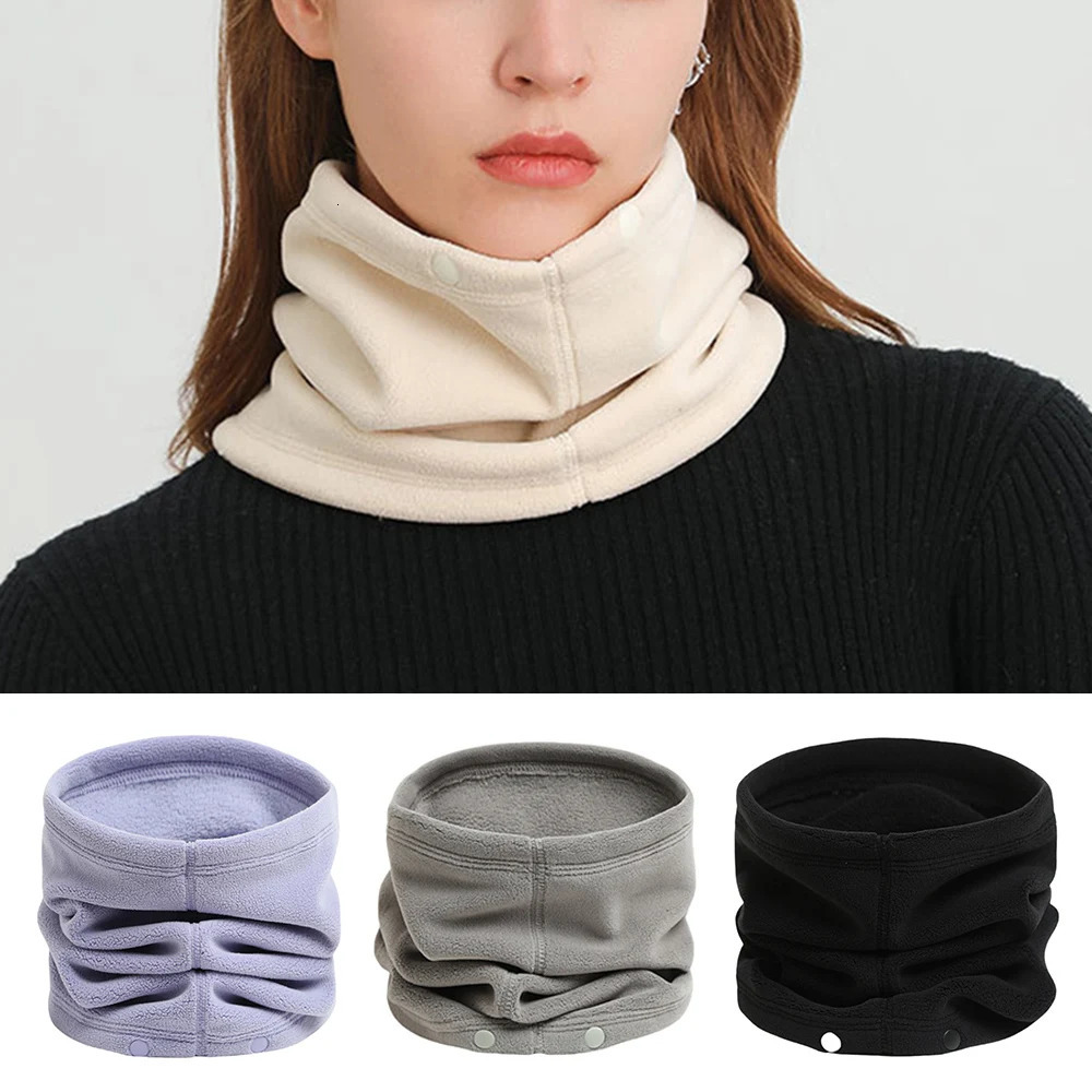 Head Neck Wrap Neckerchief Plush Lined Neck Warmer Pullover Scarves Fleece Button Scarf Winter Scarf Woman 251021