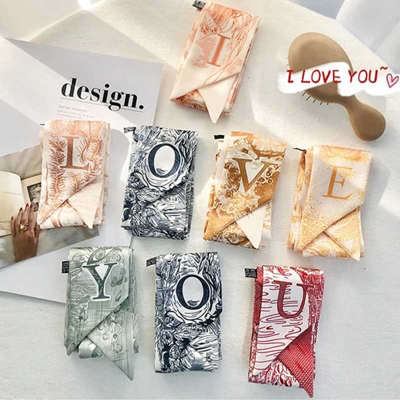 Super Beautiful Scarf 26 Letters Silk Scarf Headband Jungle Alphabet Print Bag Streamer Women Fashion Brand Design Silk Scarf W251021