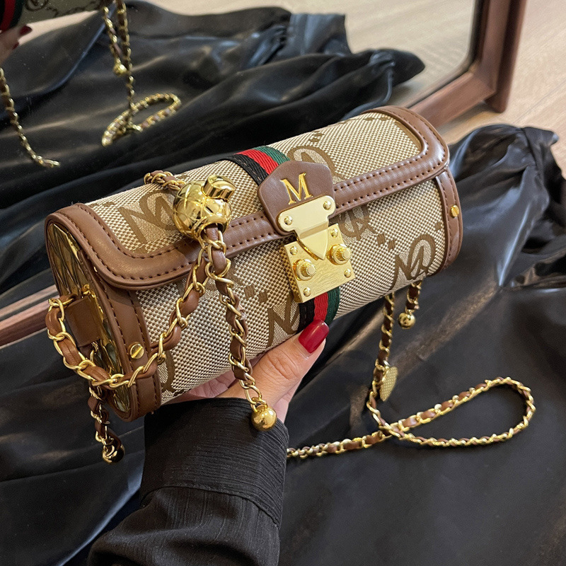 Luxury Brand Designer Bag High-End Stylish Small Hand Bag 2025 New Fashion Versatile Chain Crossbody Bag Niche Texture Shoulder Cylinder Bag