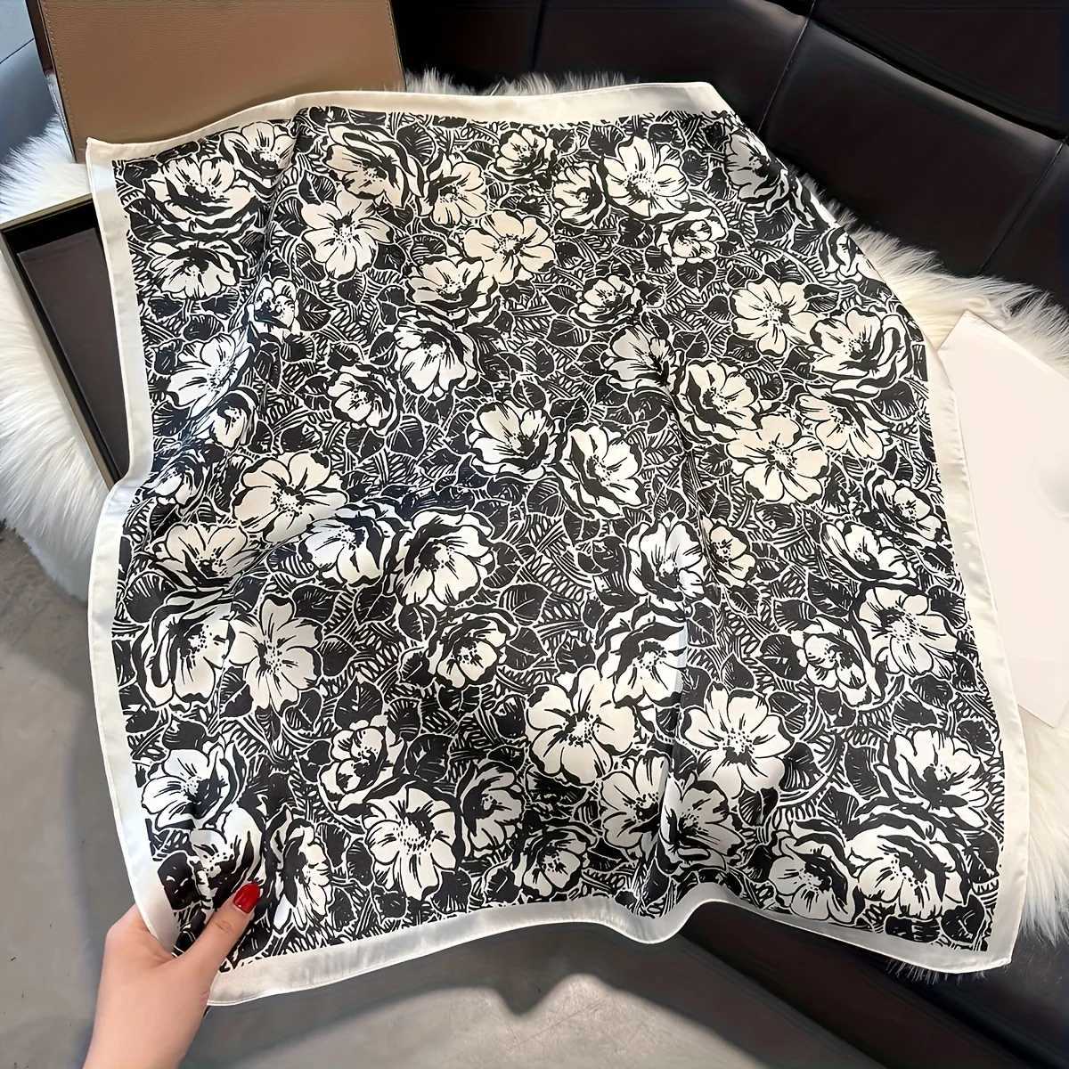 Egant 2756inch Floral Print 70cm Square Beach Satin Scarf Casual Egant Thin Breathab Neck Wen Wrap Hair ScarvesW251021