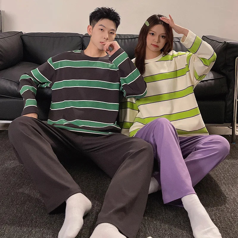 Cotton Couple Pajamas Sets for Women Men Plus Size Sleepwear Comfortable Homewear Autumn Spring Leisure Loungewear Pijamas 251021
