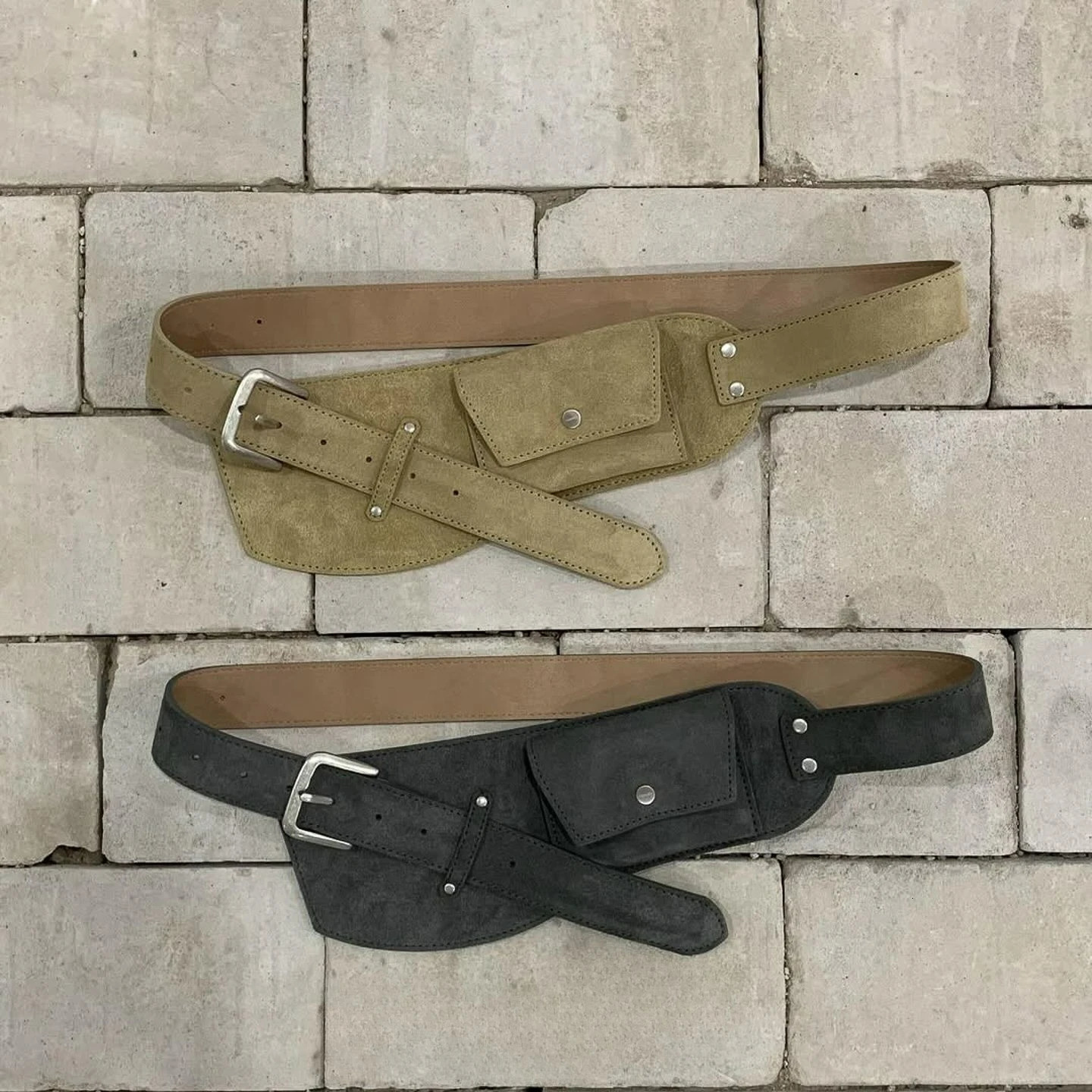 Korean Style Faux Suede Waist Bag with Belt for Women Waist Packs 251017