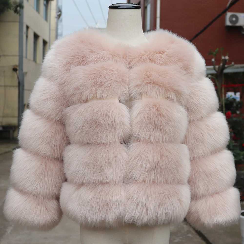 HJQJLJLS 2023 Winter New Fashion Women Faux Fur Coat Female Black Elegant Fluffy Thick Warm Artificial Fox Fur Jacket Outerwear1 Y251105