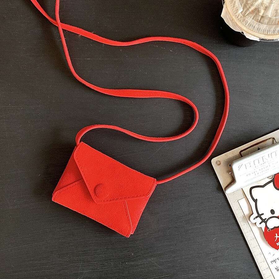 New Halter Mini Lipstick Suede Single Shoulder Coin Purse Niche Design Envelope Thin PU Small Crossbody Bag B5