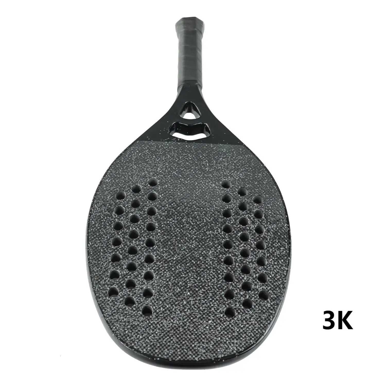 Black Basic Beach Tennis Racket 3K2KKE Carbon Fiber Grit Face For A Stable Outdoor Control Performance Suitable For Beginner W251021