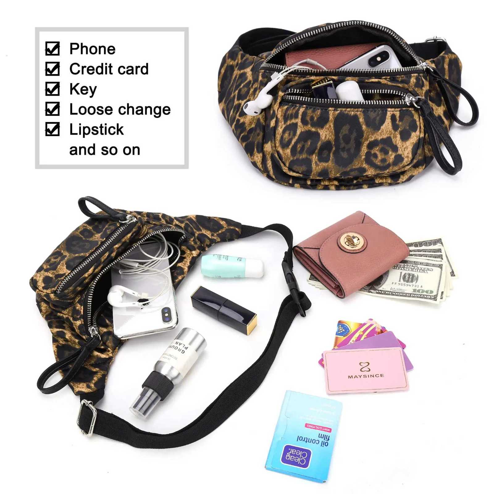 Vintage Leopard Printed Fanny Packs For Women Waist Bag Portable Female Waist Pack Z251021