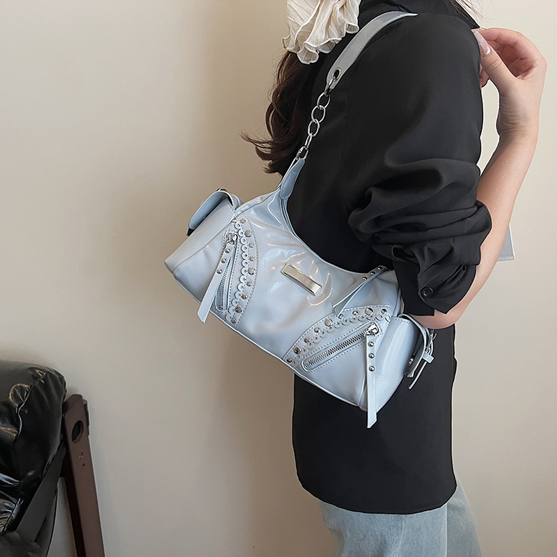 Autumn And Winter New Retro Style Designer Bag Women's Armpit Bag New Fashion Rivet Decoration Y2K Spicy Girl Luxury Handbag Women's Shoulde