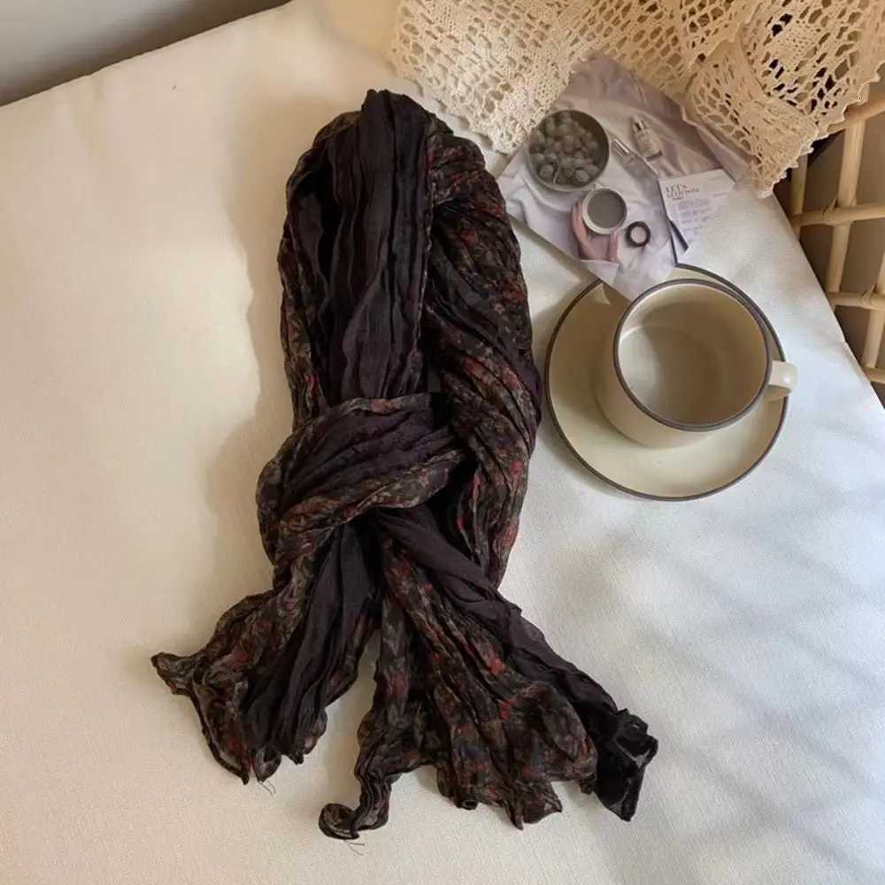 Fashion Autumn Winter Cotton Linen Scarf Vintage Keep Warm Pleated Printed Scarf Luxury Brand Designer Square Shawl Wrap W251021