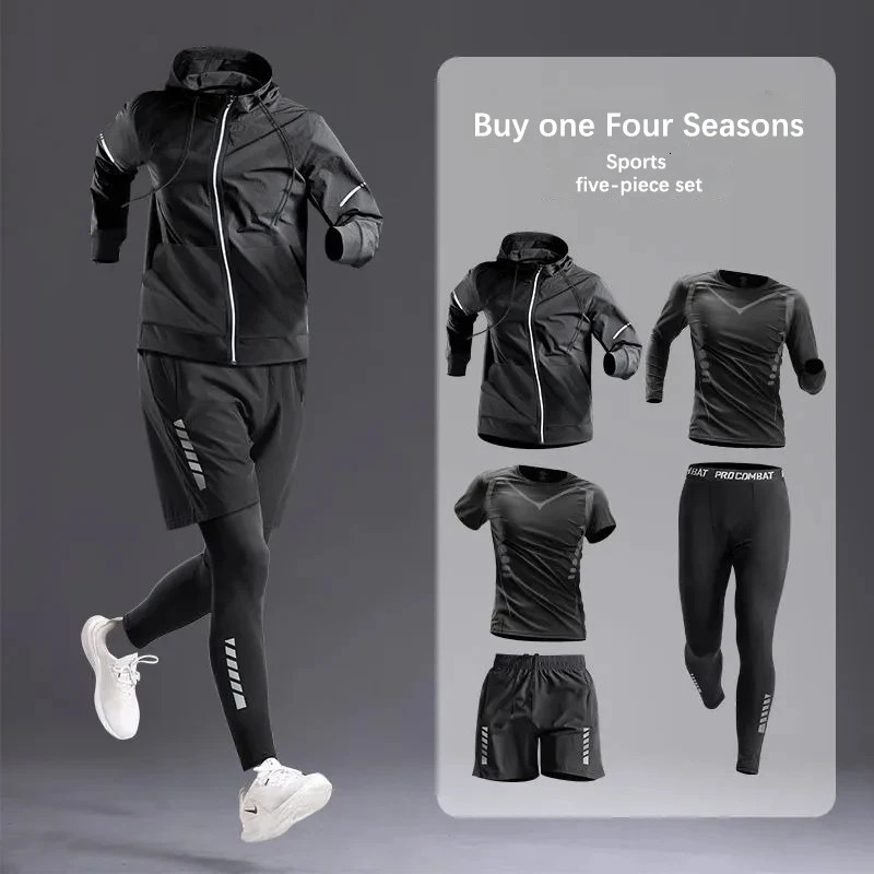 AllSeason Mens Sportswear SetSuit Tracksuit for Running Cycling Fitness Hikinggym clothing men jogging boxing5 pcs 251021