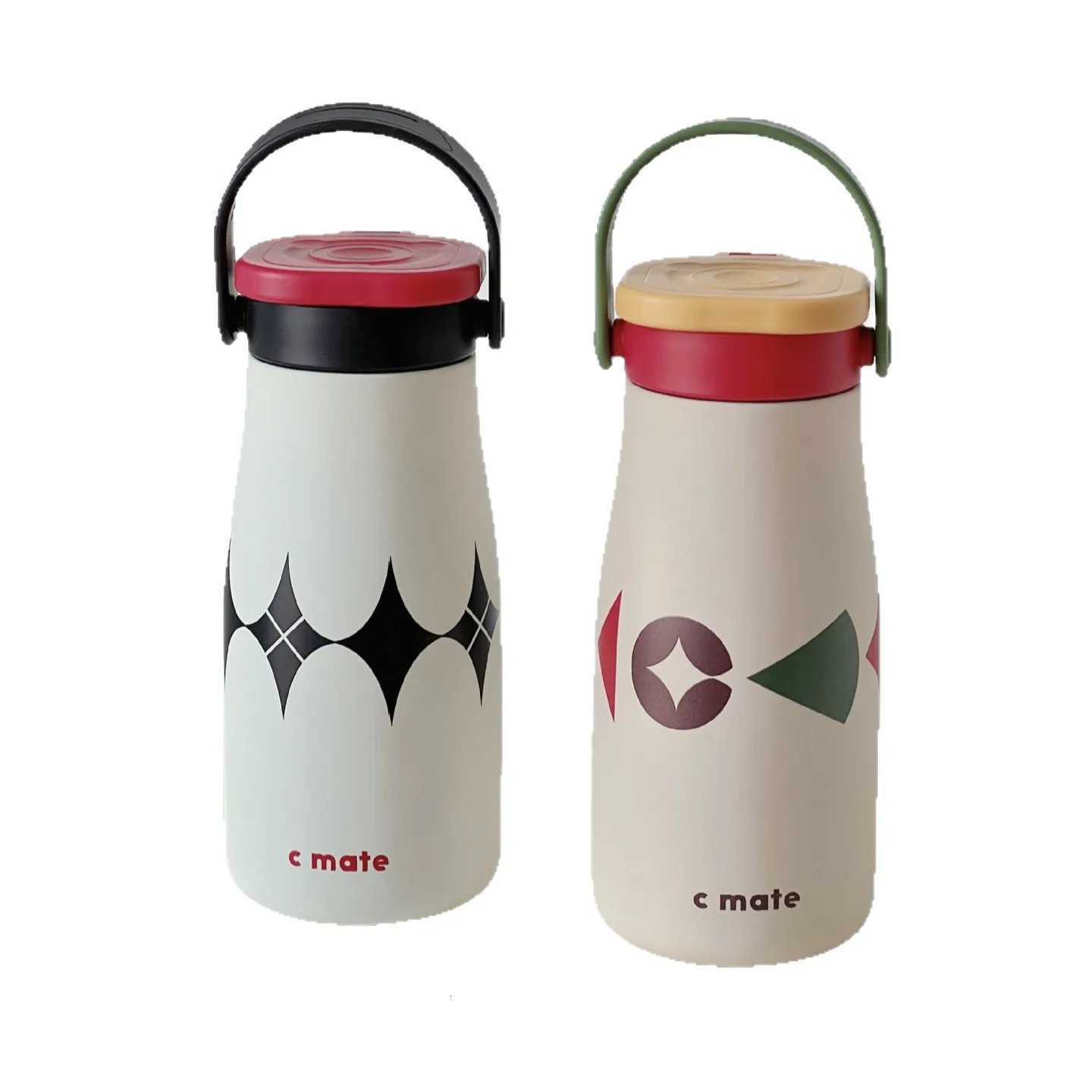 600ML Ceramic Inner Insualted Water Bottle Vaccum Thermos Bottle With Tea Infuser And Straw Portable Outdoor Thermal Y251021