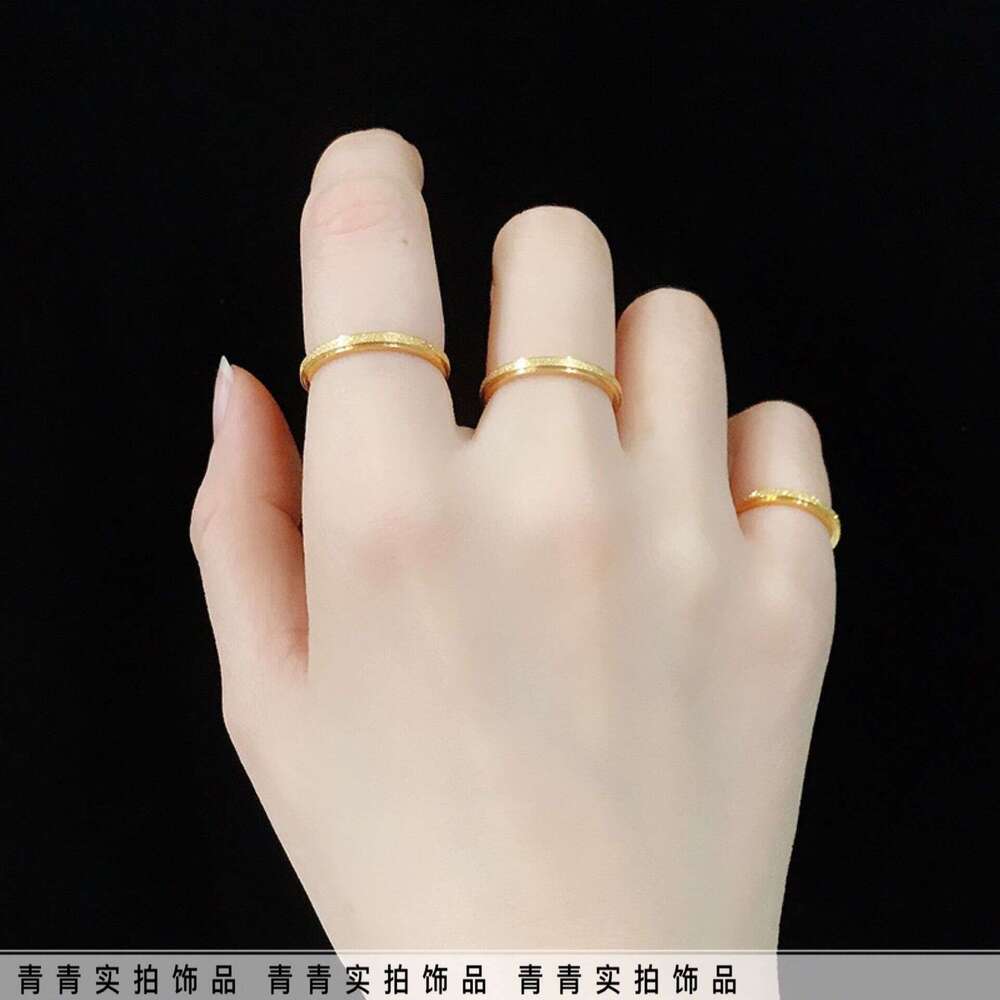 Jinhui Non-Fading Non-Allergenic Titanium Steel Designer Design Matte Fine Sparkling Light Luxury Gold-Plated Tail Ring for Index Finger Couples